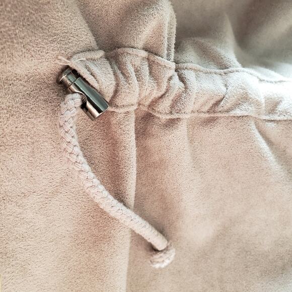 Mod Ref Suede Like Open Front Drawstring Waistband Waterfall Cardigan Jacket - Picture 9 of 9